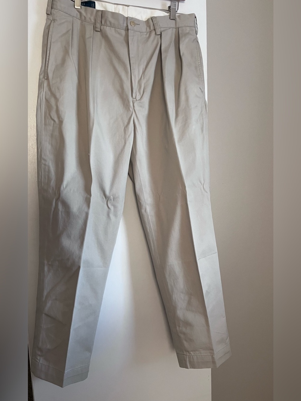 Polo Ralph Lauren Andrew Pants Mens 36x38 Khaki Pleated Chino Trousers